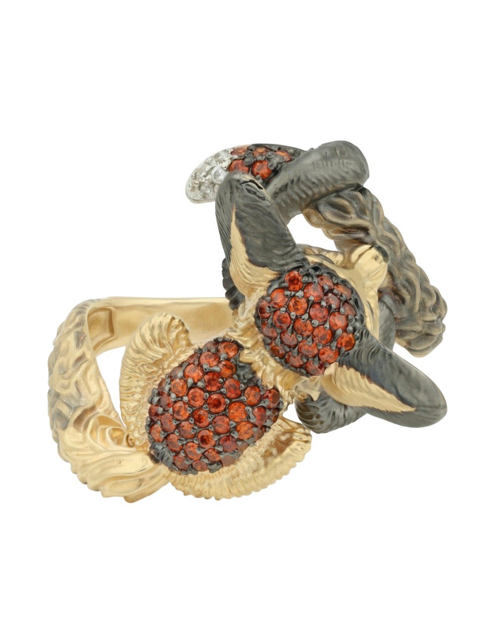 Кольцо из лимонного золота c эмалью и фианитом