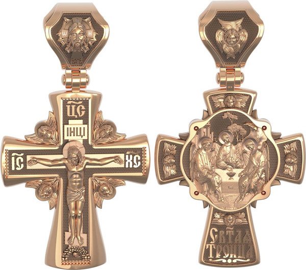 Крест из красного золота 585 пробы