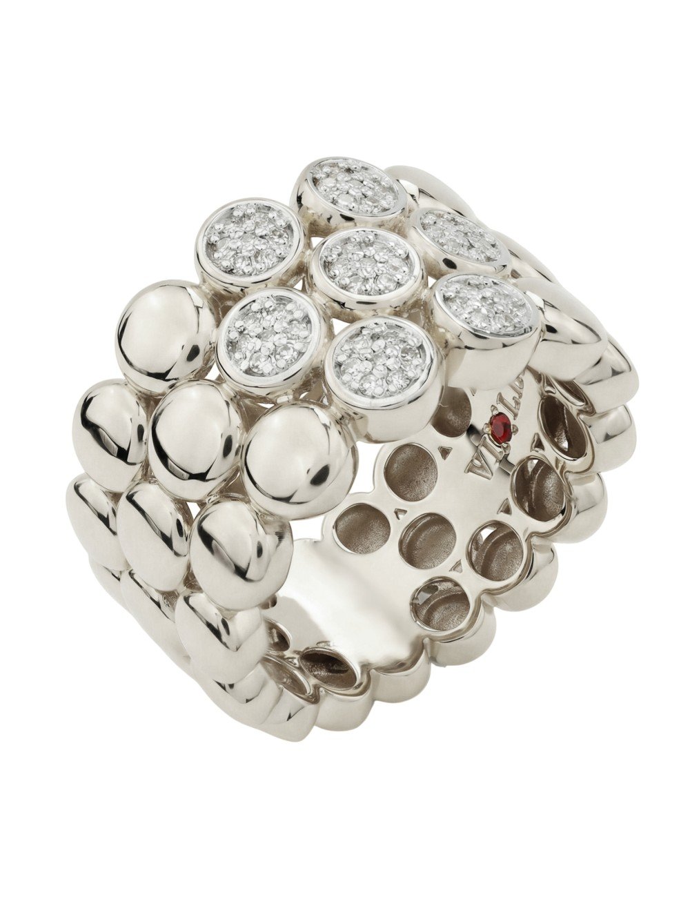 Кольцо из белого золота c бриллиантами и рубином