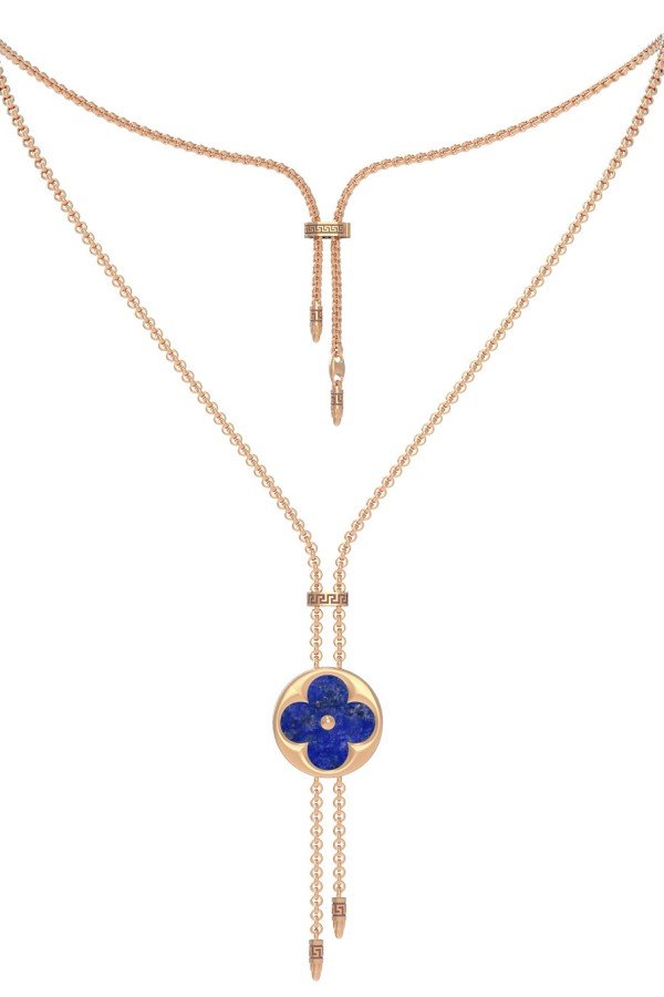 Колье из золота c лазуритом и перламутром