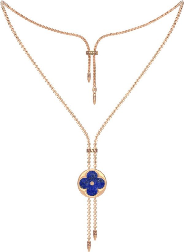 Колье из золота c лазуритом и перламутром