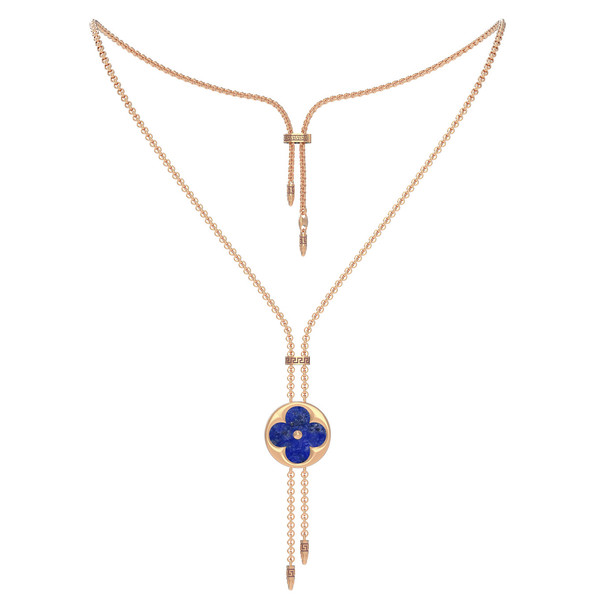 Колье из красного золота 585 пробы c лазуритом и перламутром