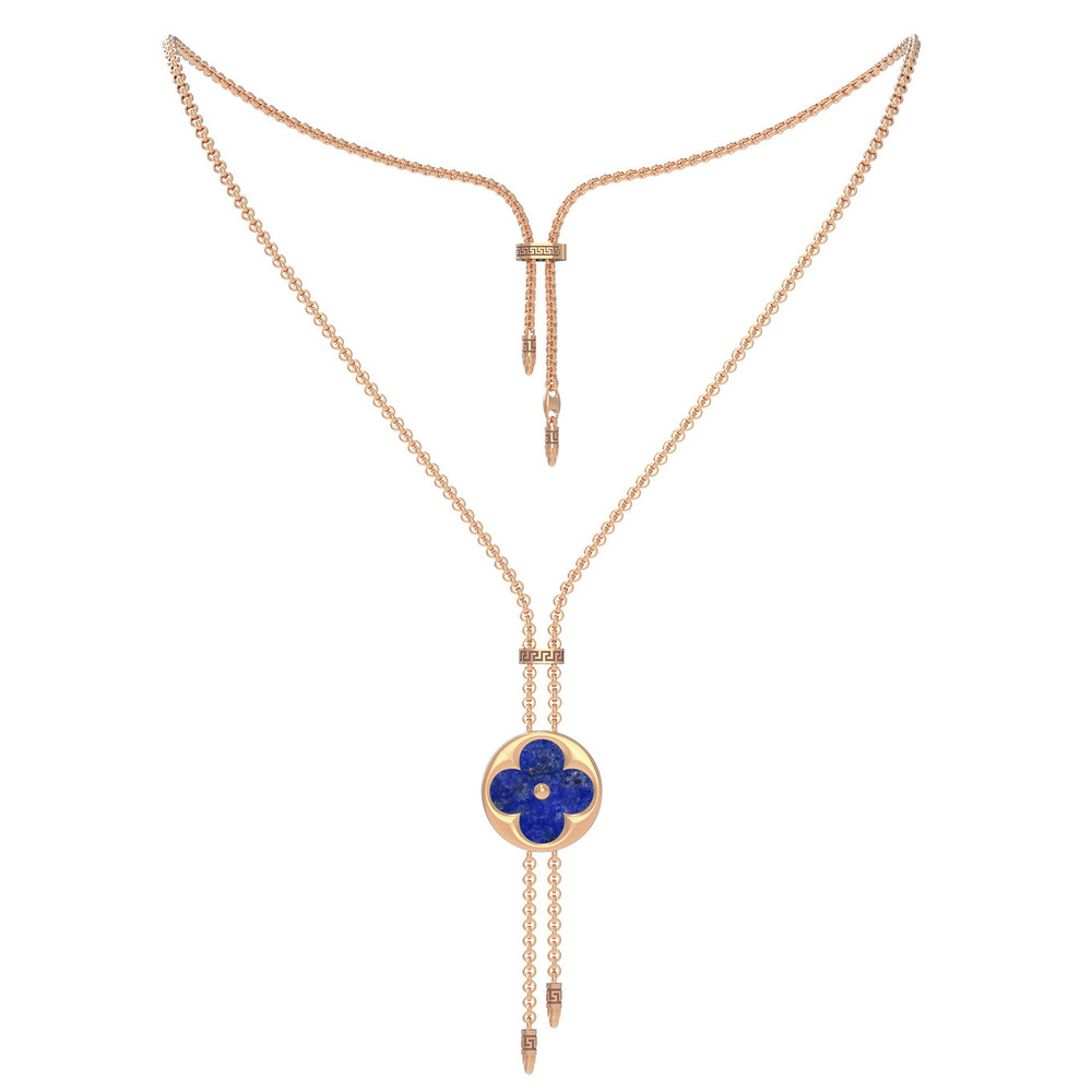 Колье из красного золота 585 пробы c лазуритом и перламутром