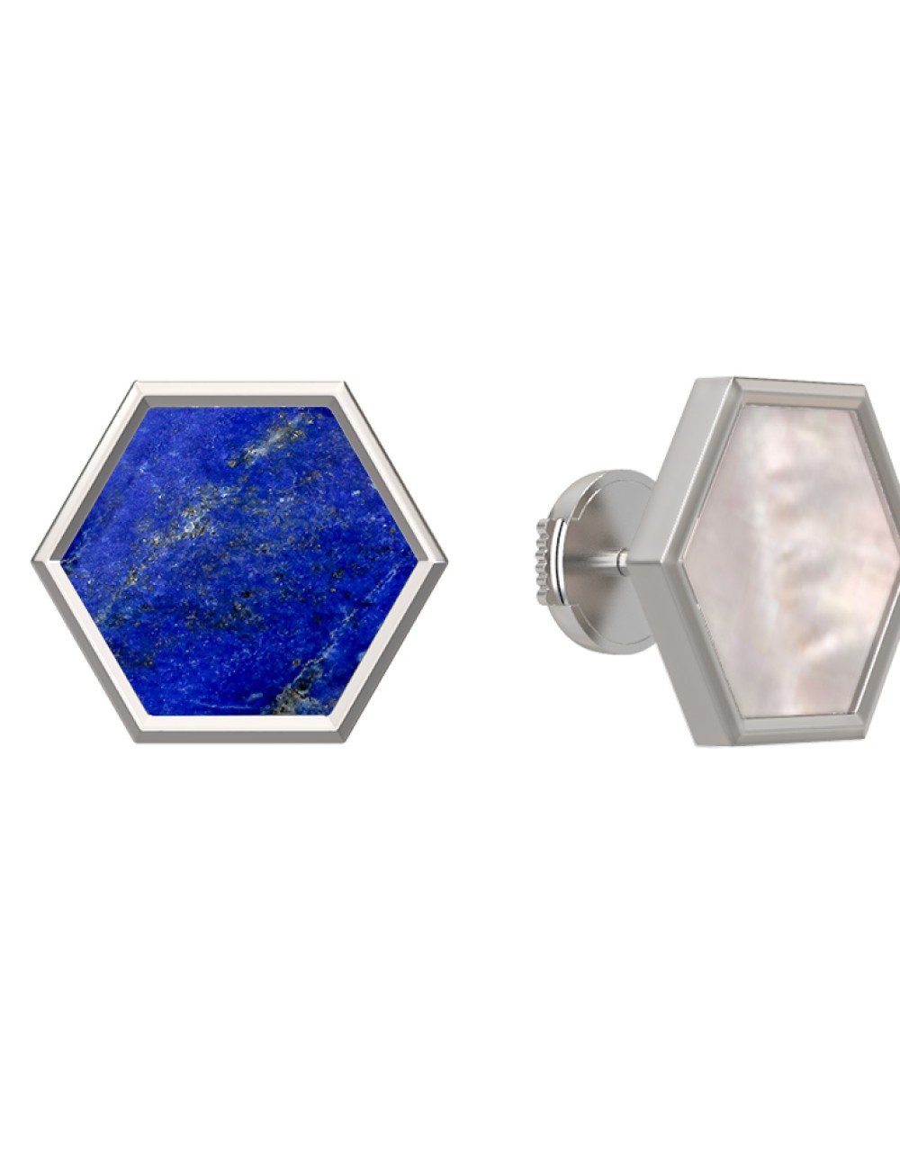 Серьги из белого золота c лазуритом и перламутром