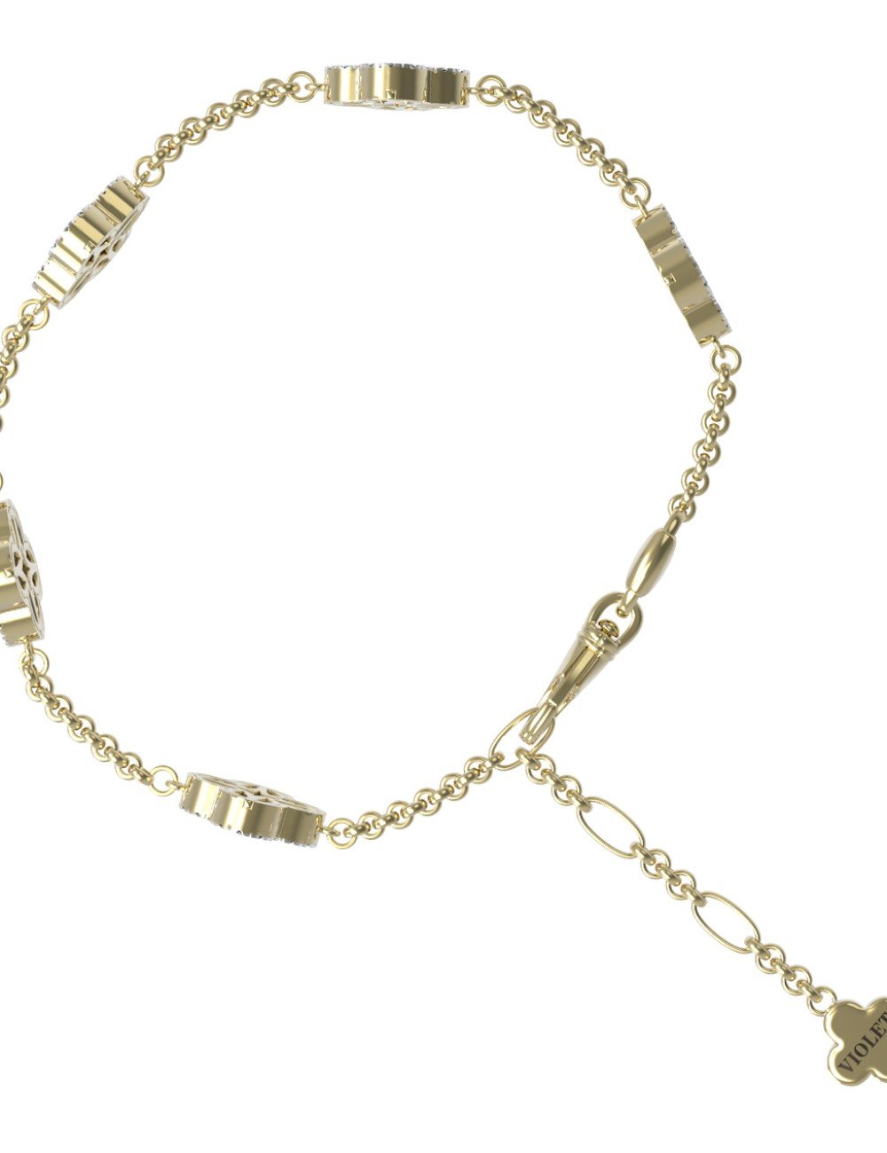 Браслет из лимонного золота c бриллиантами, лазуритом и перламутром