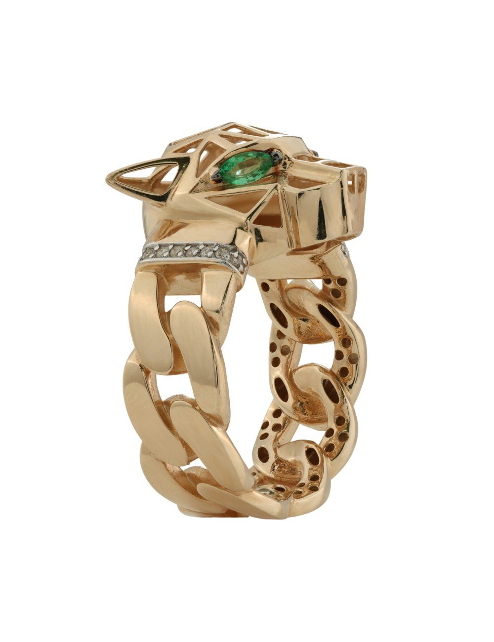 Кольцо из золота c бриллиантами и изумрудом