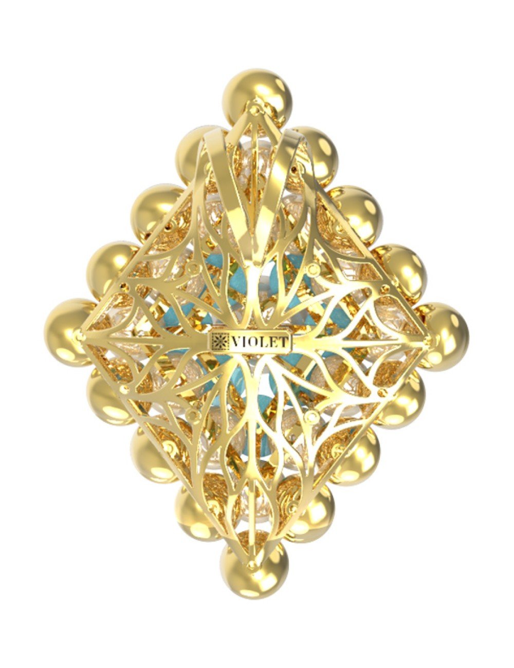 Подвеска из лимонного золота c бирюзой и перламутром