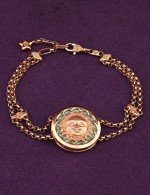 Браслет из золота c бирюзой и лазуритом