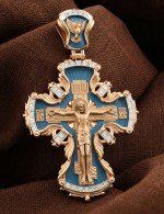 Крест из золота c эмалью и бриллиантами