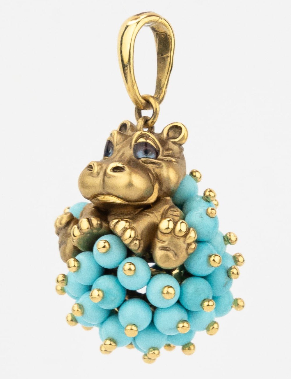 Подвеска из лимонного золота c эмалью и бирюзой