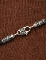 Гайтан из белого золота c кожаным шнурком