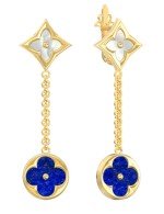 Серьги из лимонного золота c лазуритом и перламутром