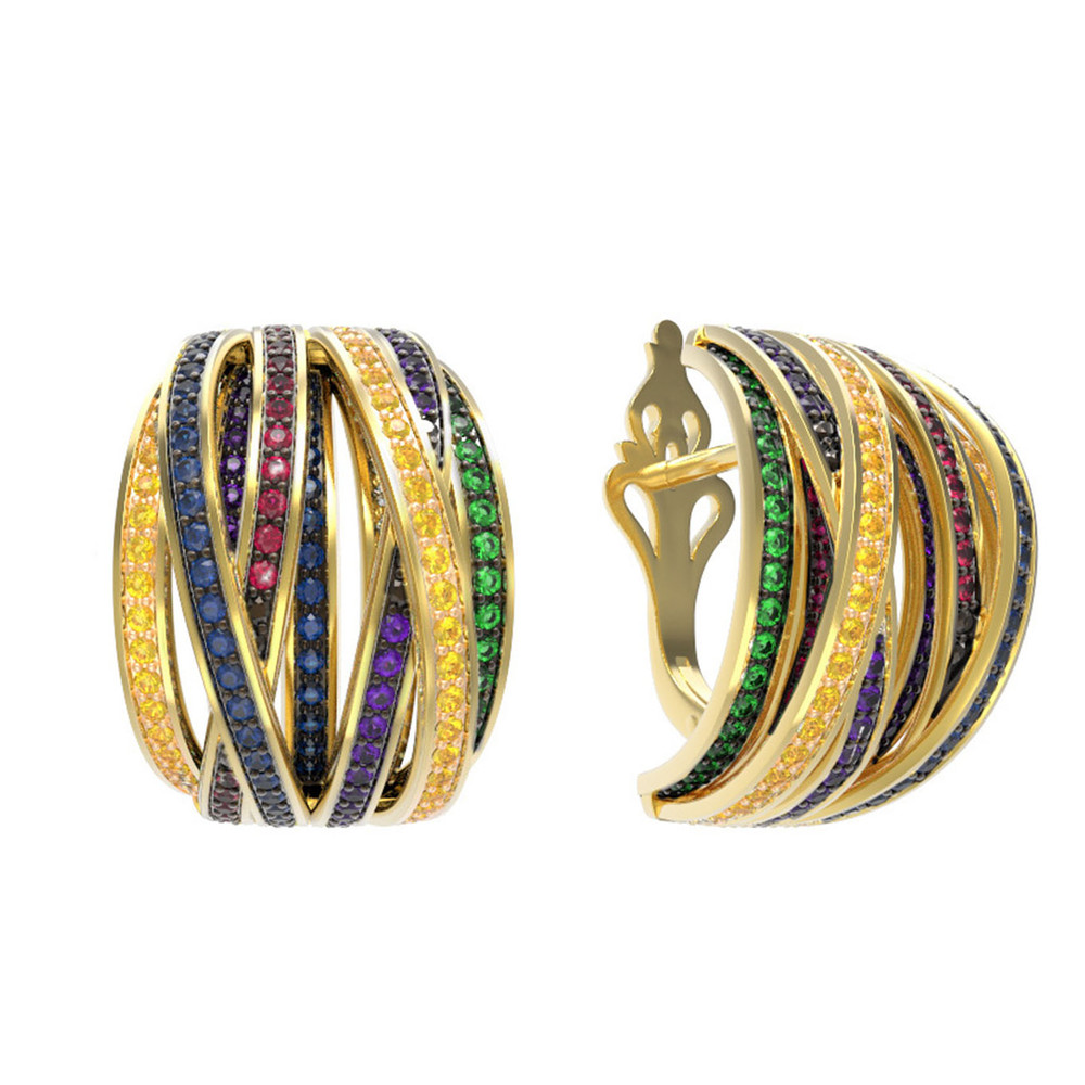 Серьги из лимонного золота 585 пробы c фианитом