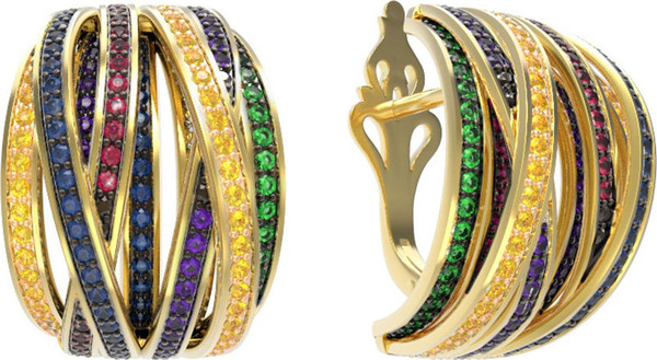 Серьги из лимонного золота 585 пробы c фианитом