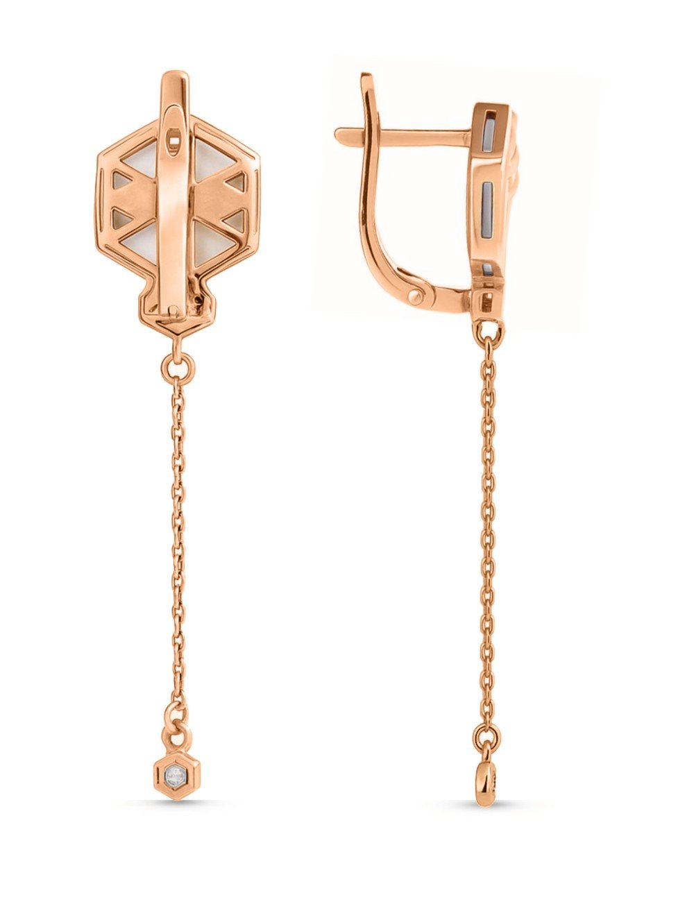 Серьги из золота c бриллиантами и перламутром