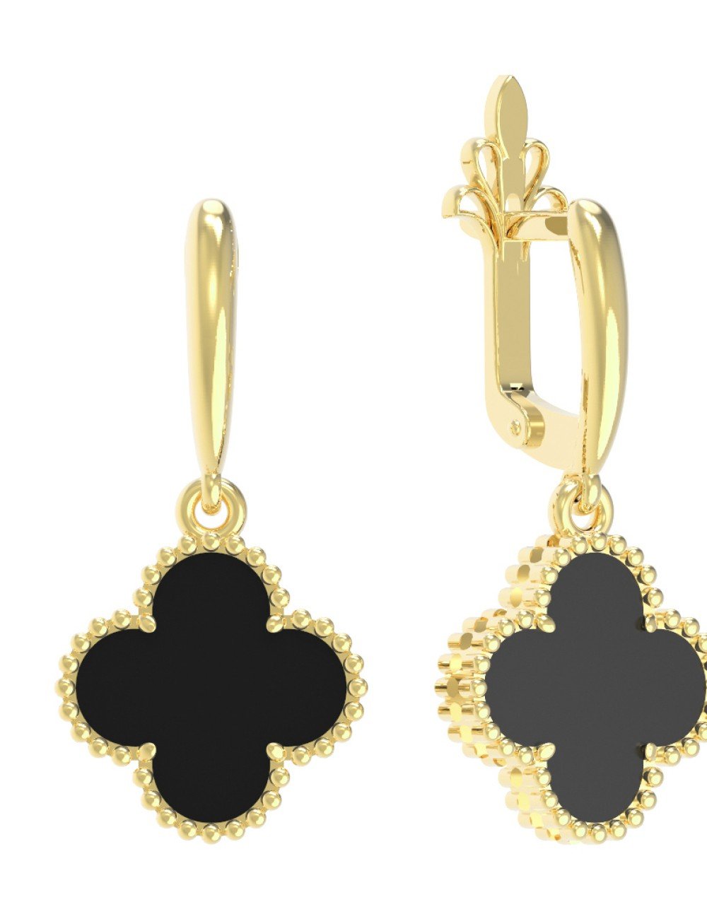 Серьги из лимонного золота c ониксом