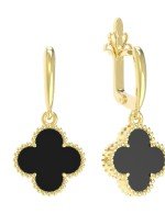 Серьги из лимонного золота c ониксом