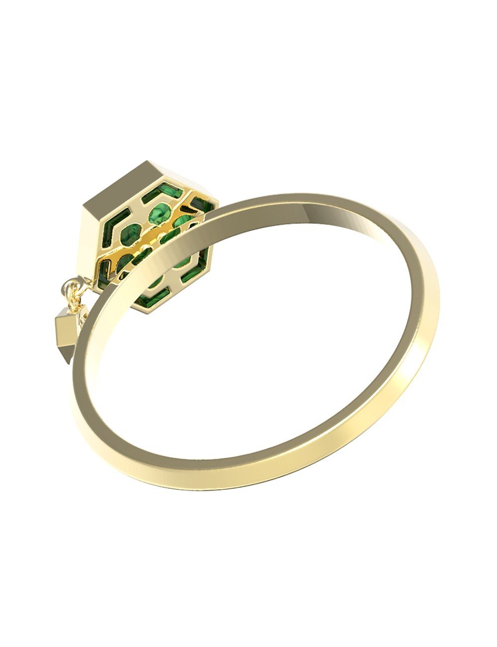 Кольцо из лимонного золота c бриллиантами и малахитом