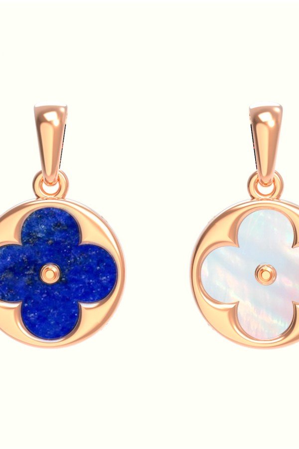 Подвеска из золота c лазуритом и перламутром