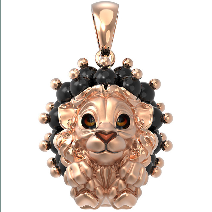 Подвеска из красного золота 585 пробы c эмалью и ониксом