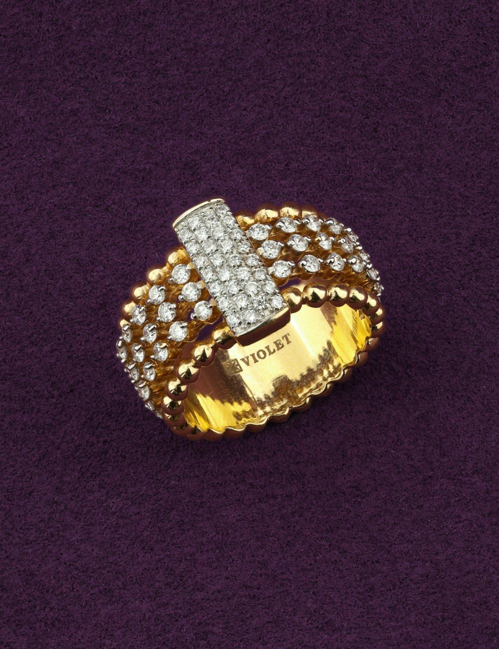 Кольцо из лимонного золота c бриллиантами