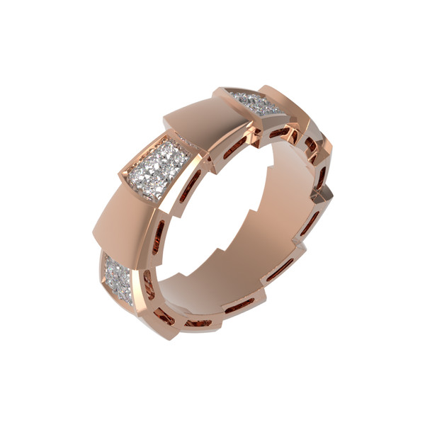 Кольцо из красного золота 585 пробы c бриллиантами