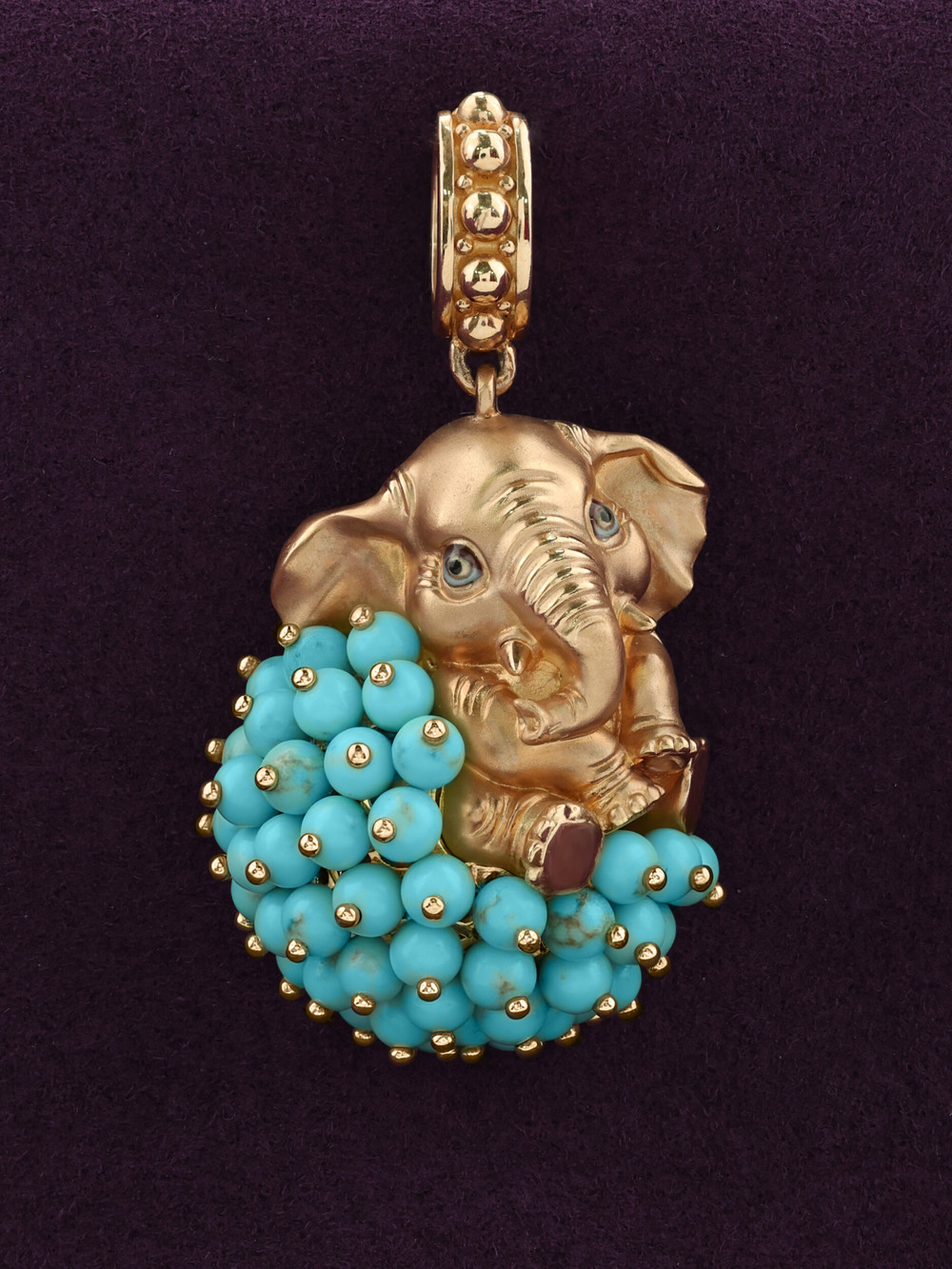 Подвеска из красного золота 585 пробы c эмалью и бирюзой