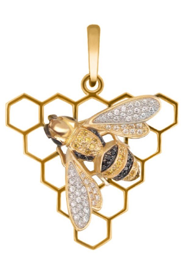 Подвеска из лимонного золота c эмалью и фианитом