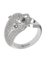 Кольцо из белого золота c бриллиантами и изумрудом