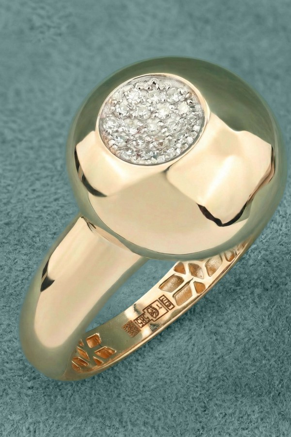 Кольцо из красного золота 585 пробы c бриллиантами