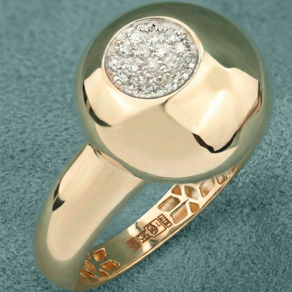 Кольцо из красного золота 585 пробы c бриллиантами