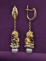 Серьги из лимонного золота c жемчугом