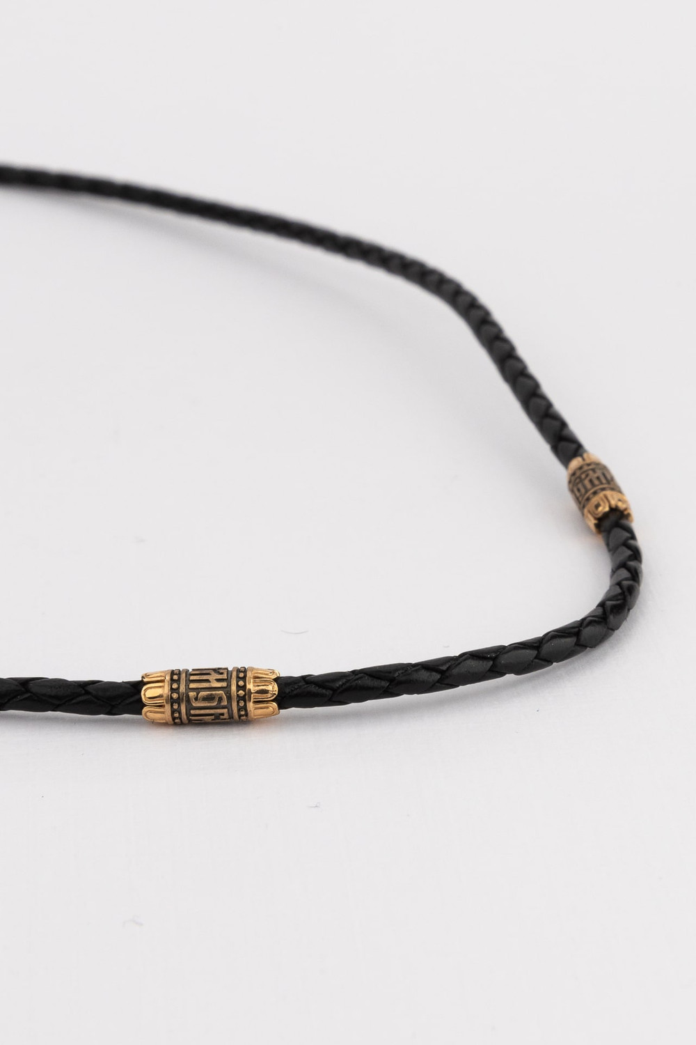 Цепь-шнурок кожа из красного золота 585 пробы c кожаным шнурком