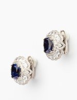 Серьги из белого золота c бриллиантами и сапфиром