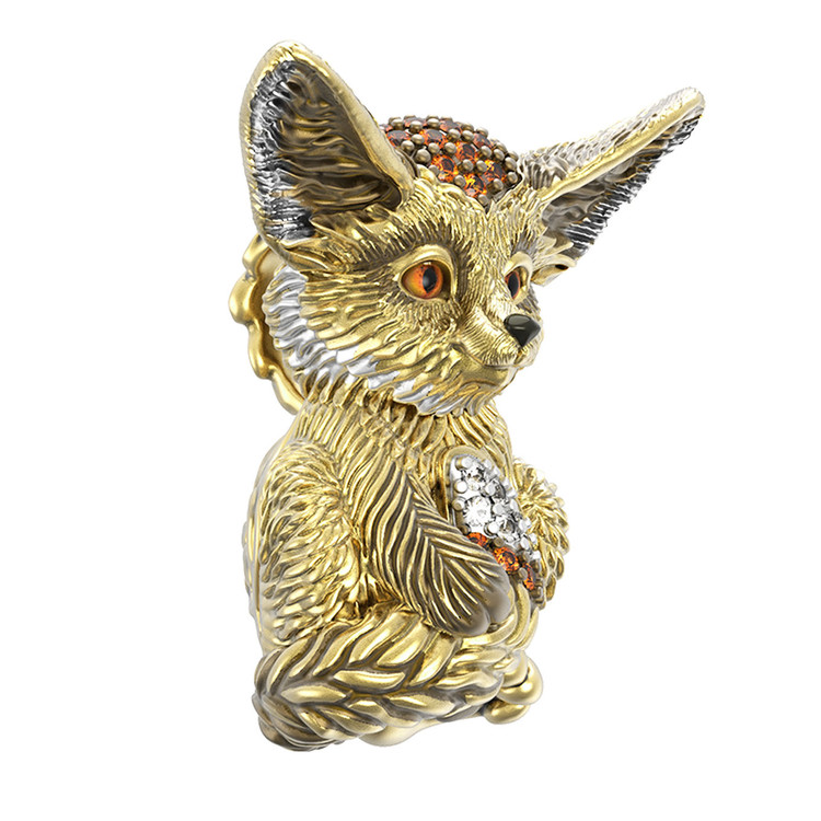 Подвеска из лимонного золота 585 пробы c эмалью и фианитом