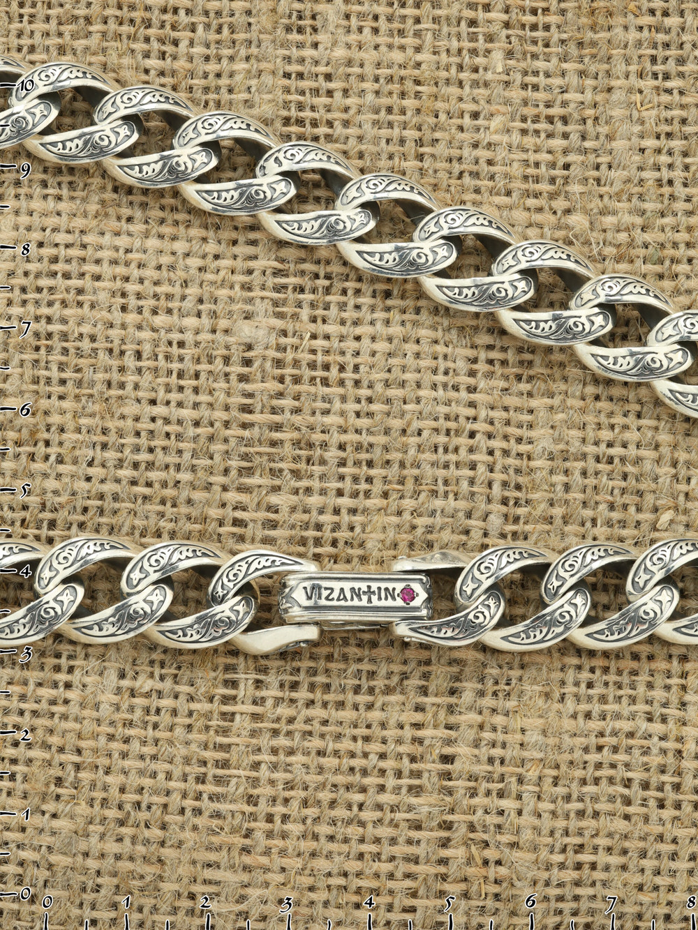 Цепь из серебра 925 пробы c рубином