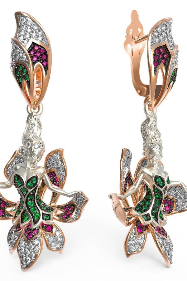 Серьги из золота c фианитом