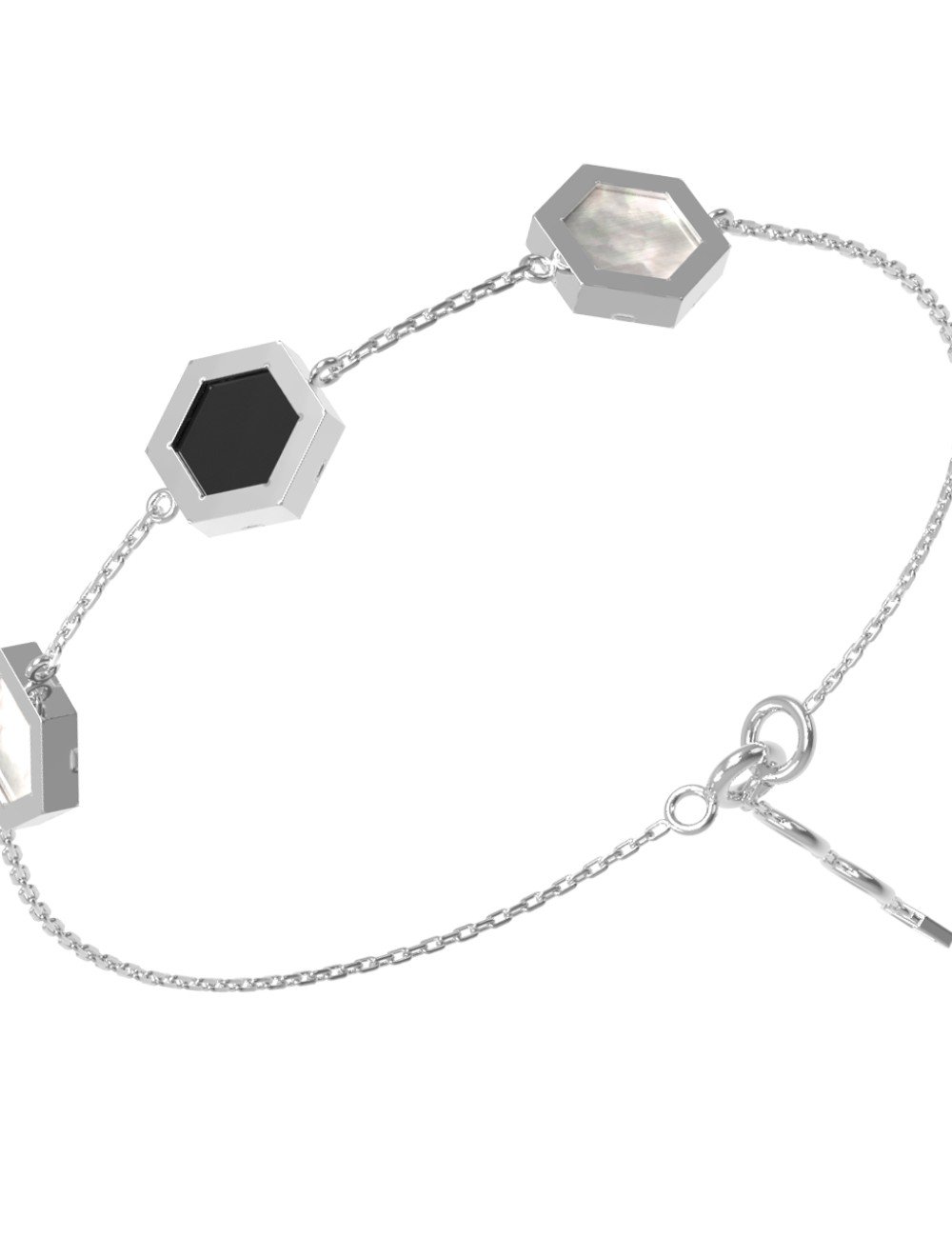 Браслет из белого золота c ониксом и перламутром