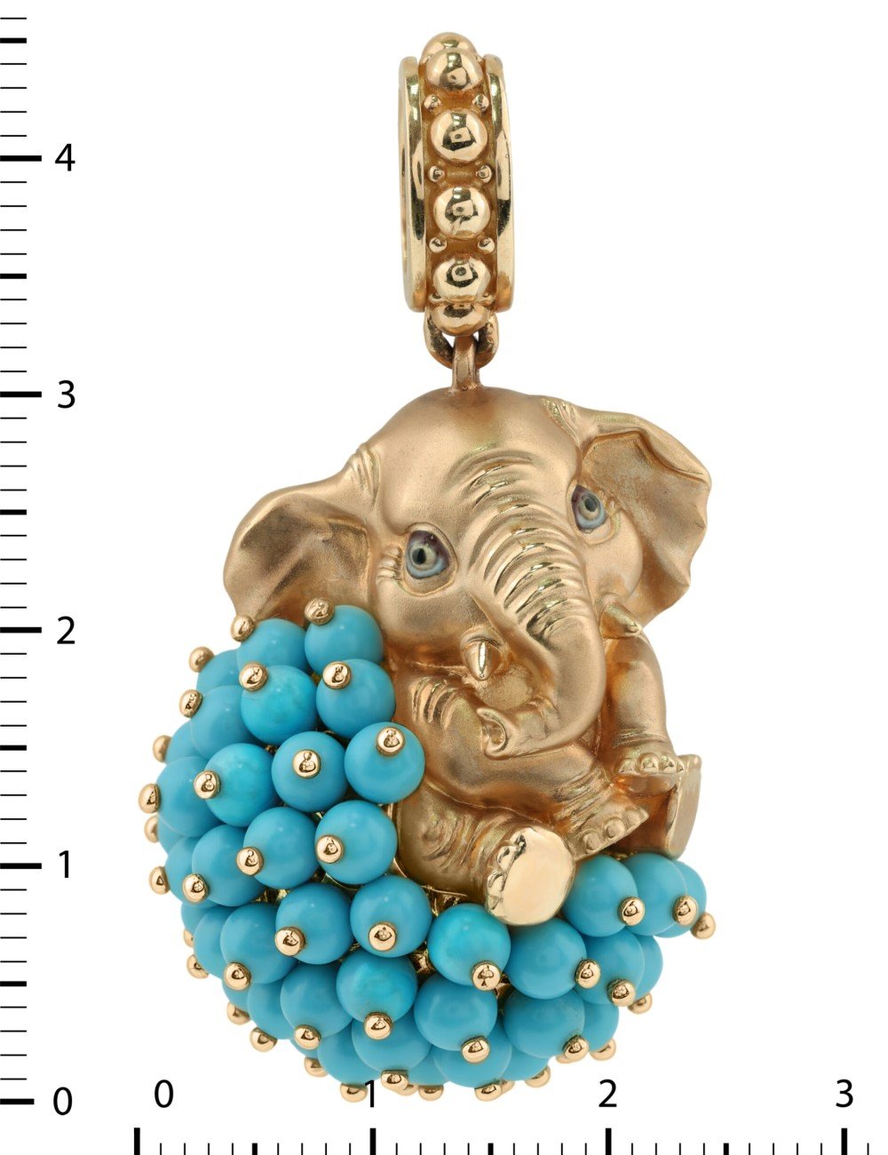 Подвеска из золота c эмалью и бирюзой