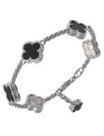 Браслет из белого золота c ониксом и перламутром