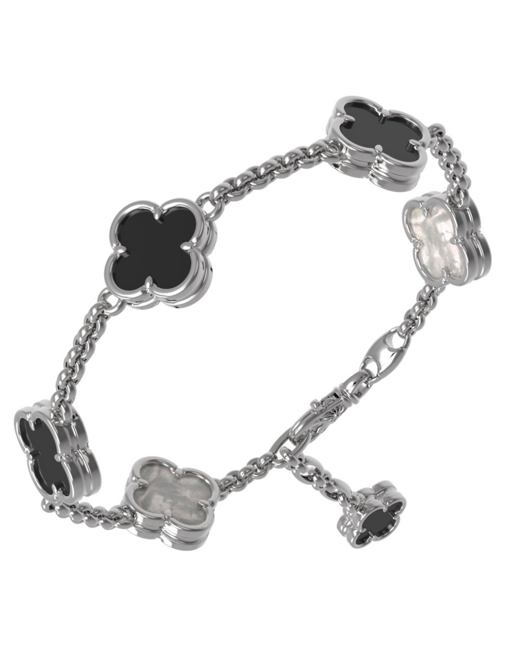 Браслет из белого золота c ониксом и перламутром