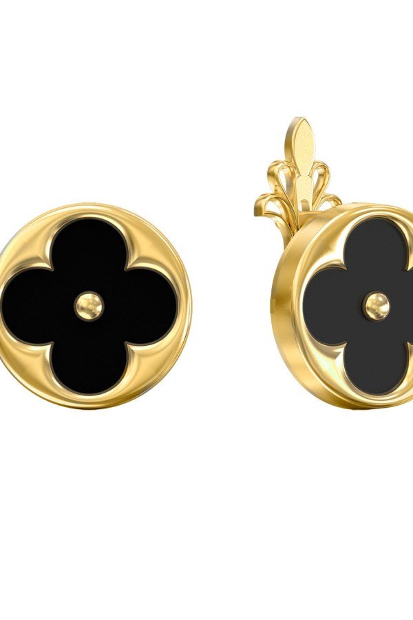 Серьги из лимонного золота c ониксом