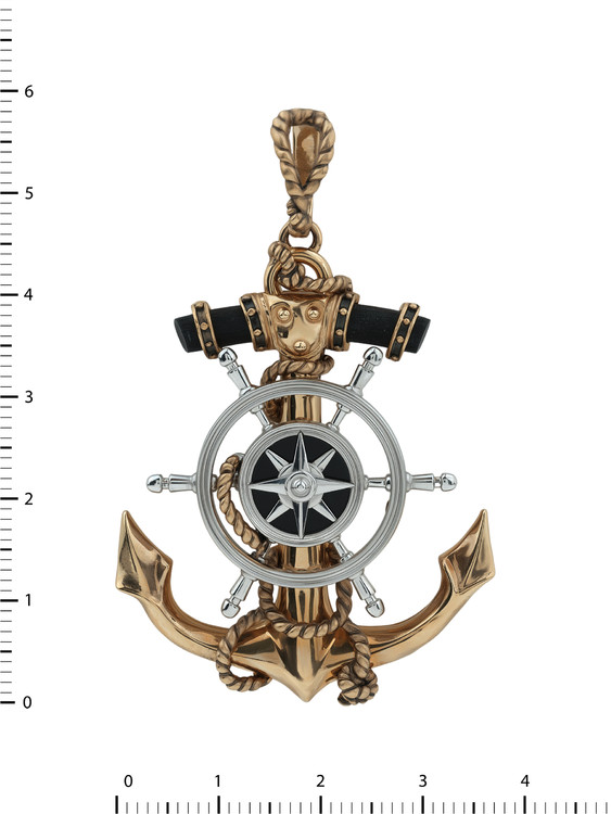 Подвеска из красного золота 585 пробы c ониксом и эбеновым деревом