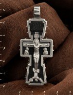 Крест из белого золота c эбеновым деревом
