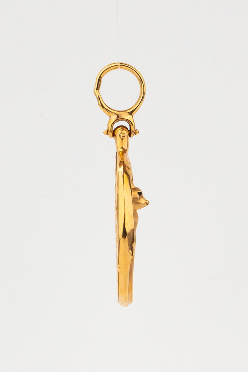 Подвеска из красного золота 585 пробы c эмалью и ониксом