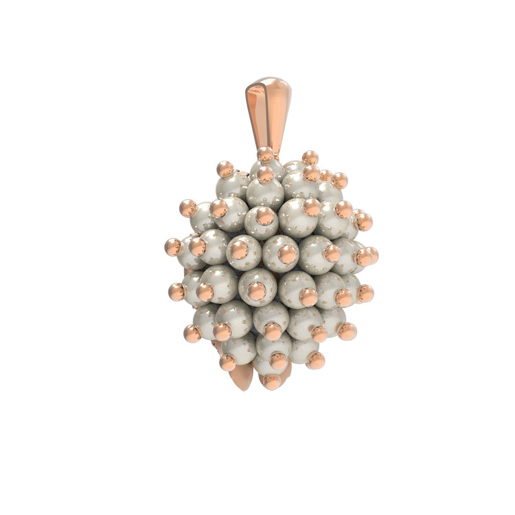 Подвеска из красного золота 585 пробы c эмалью и жемчугом