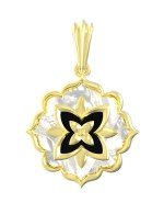 Подвеска из лимонного золота c ониксом и перламутром