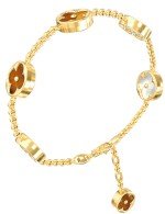 Браслет из лимонного золота c тигровым глазом и перламутром