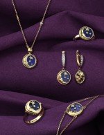 Кольцо из лимонного золота c бриллиантами и перламутром