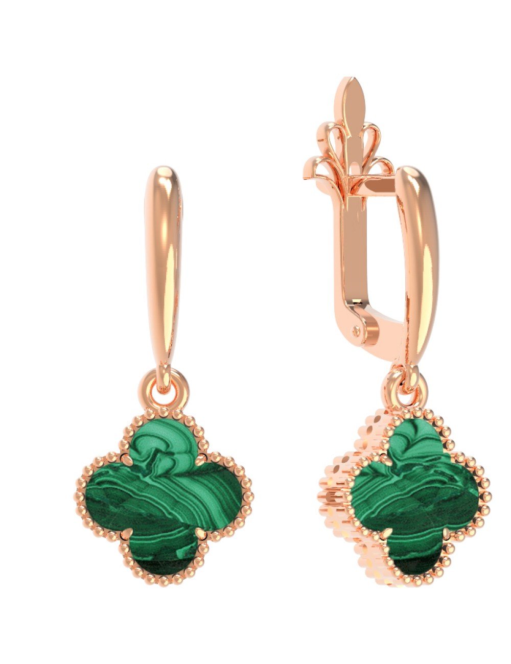 Серьги из золота c малахитом